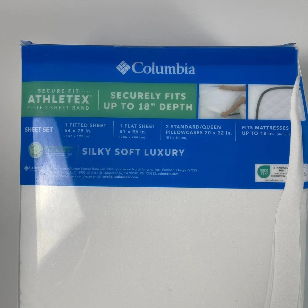 Columbia Silky Soft Luxury Full Sheet Set White Lyocell Blend 4pc 18